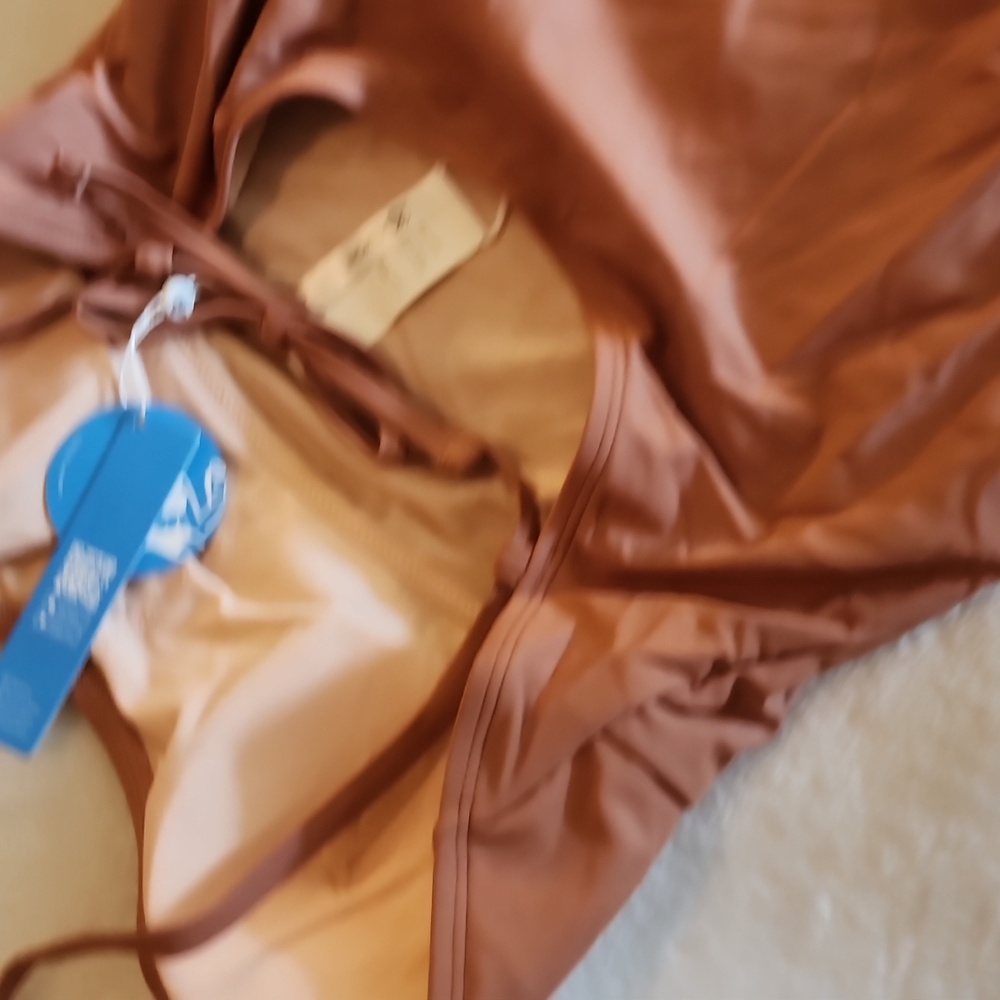 Cupshe Solid Brown Scoop Neck One-Piece Swimsuit - Picture 5 of 7